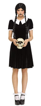 Load image into Gallery viewer, Gothic Girl Wednesday Addams ADULT Womens Costume NEW Black Dress
