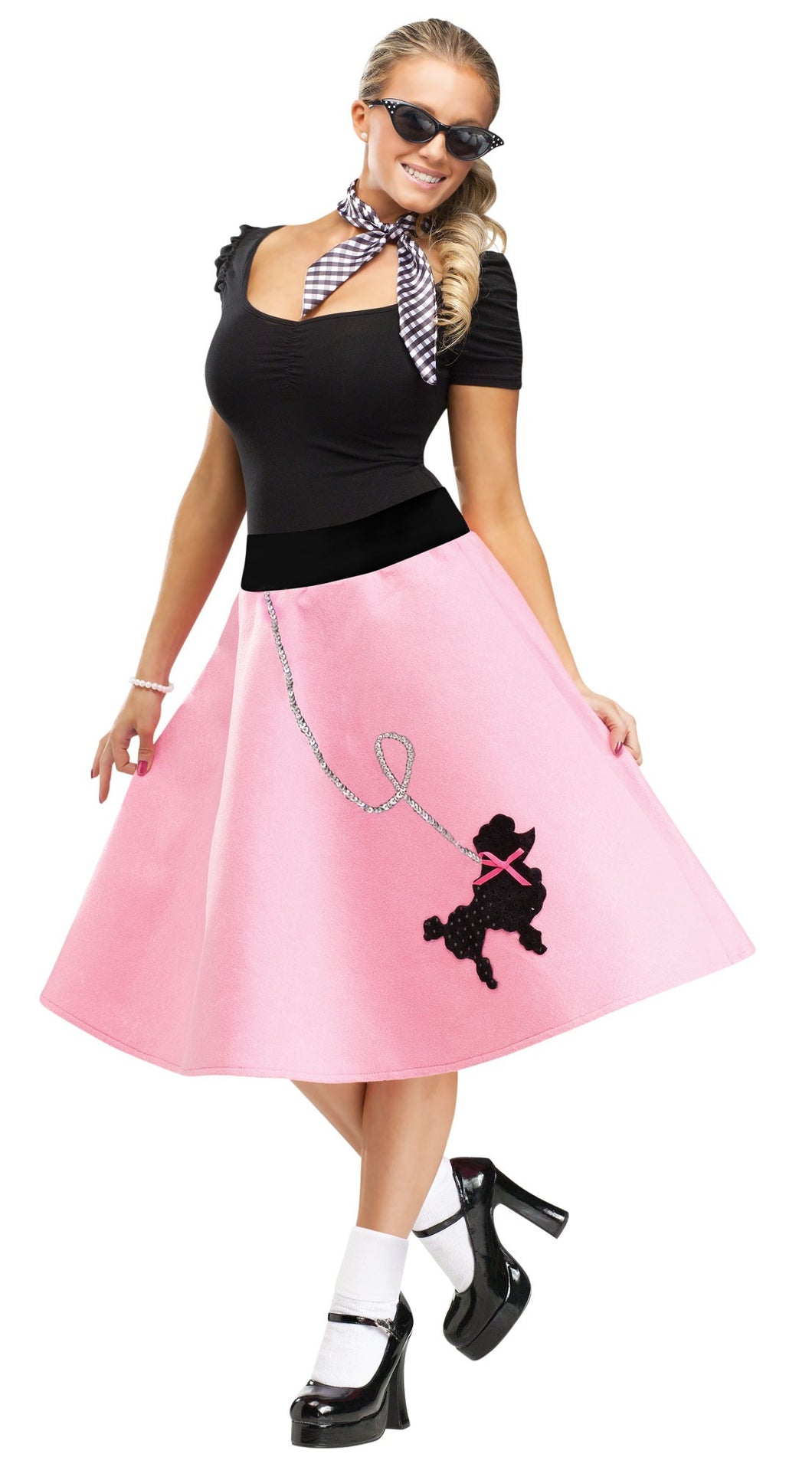 50s Pink Poodle Skirt ADULT Womens Costume NEW 50s Sock Hop