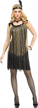 Load image into Gallery viewer, 1920s 20s Flirty Flapper Black Gold Dress ADULT Womens Costume NEW
