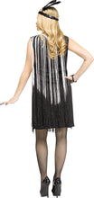 Load image into Gallery viewer, 1920s 20s Flirty Flapper Black Silver Dress ADULT Womens Costume NEW
