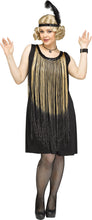 Load image into Gallery viewer, 1920s 20s Flirty Flapper Black Gold Dress ADULT Womens Costume Plus Size NEW
