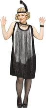 Load image into Gallery viewer, 1920s 20s Flirty Flapper Black Silver Dress ADULT Womens Costume Plus Size NEW
