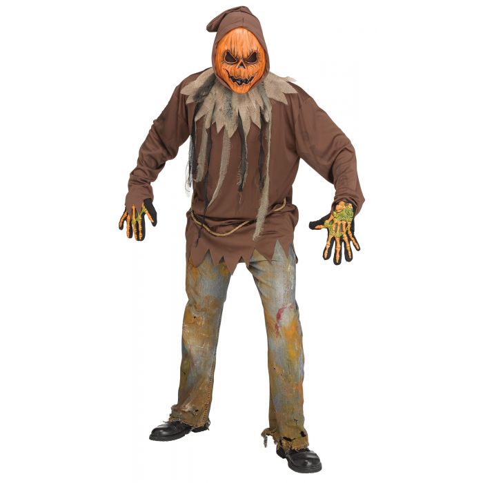 Light Up Evil Pumpkin Scarecrow ADULT Mens Costume NEW One Size