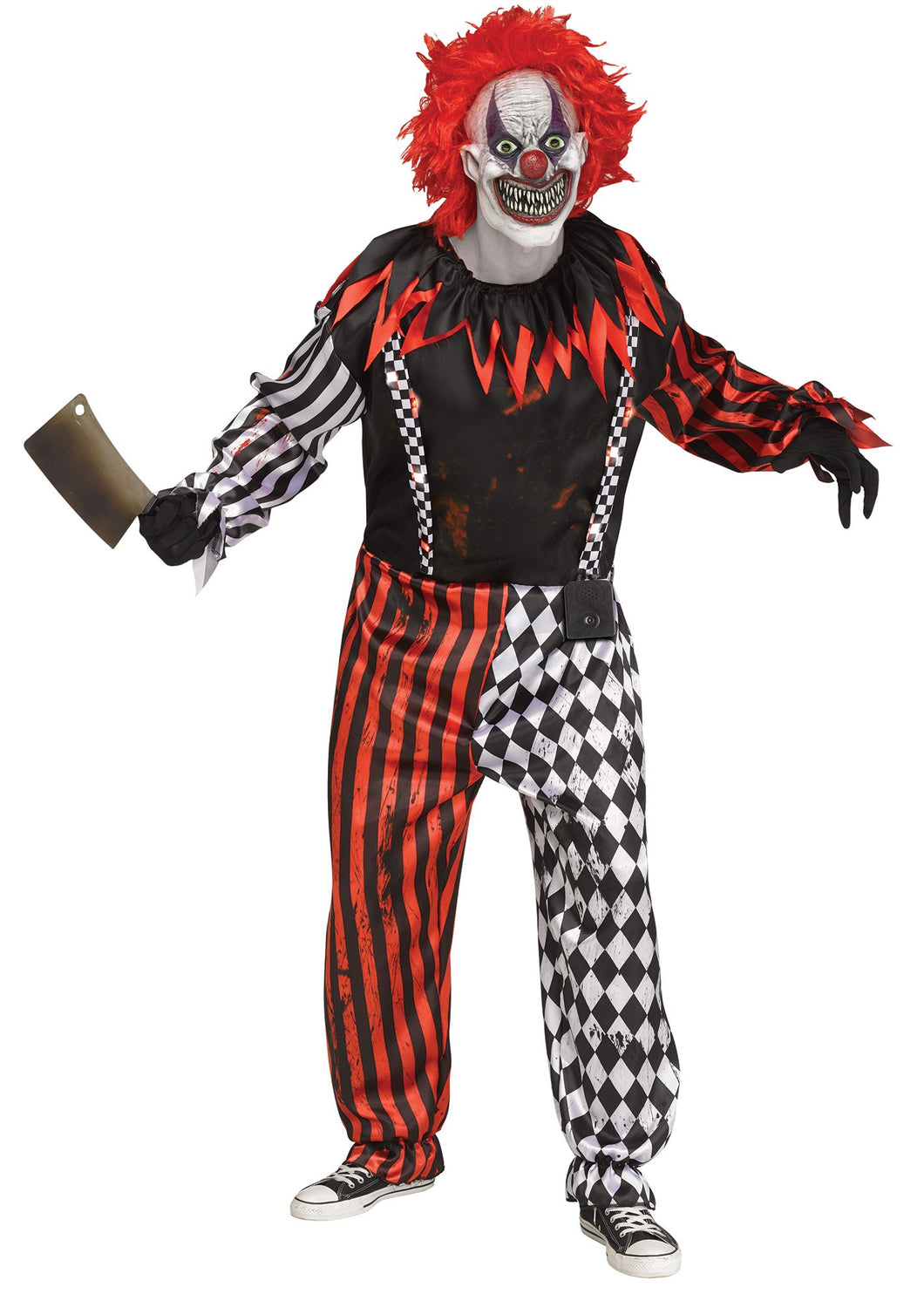 Freak Show Evil Scary Clown Adult Mens Costume NEW One Size Light Up Sound