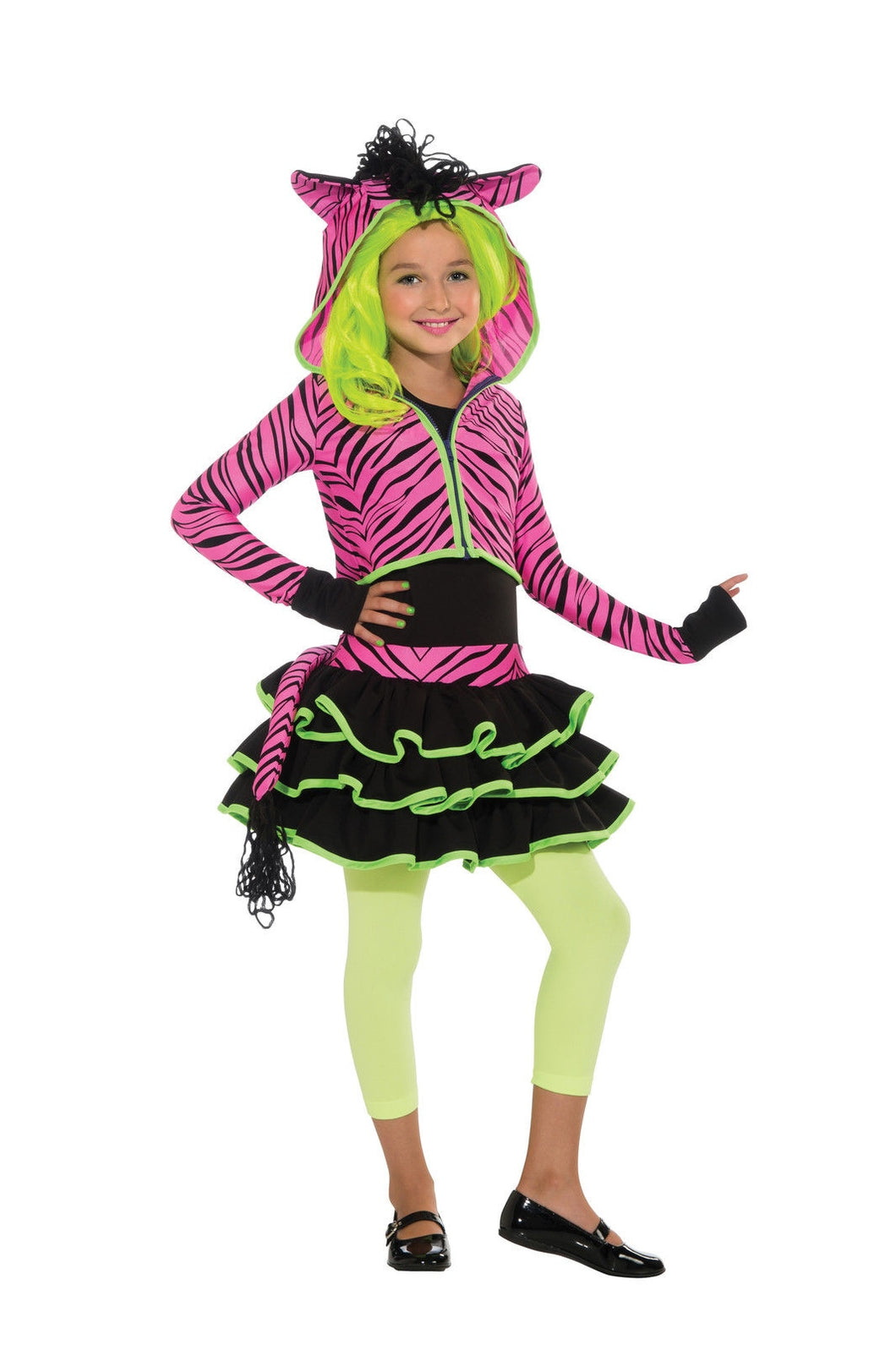 Neon Pink Zebra GIRLS CHILD Costume Size S Small 4-6 NEW