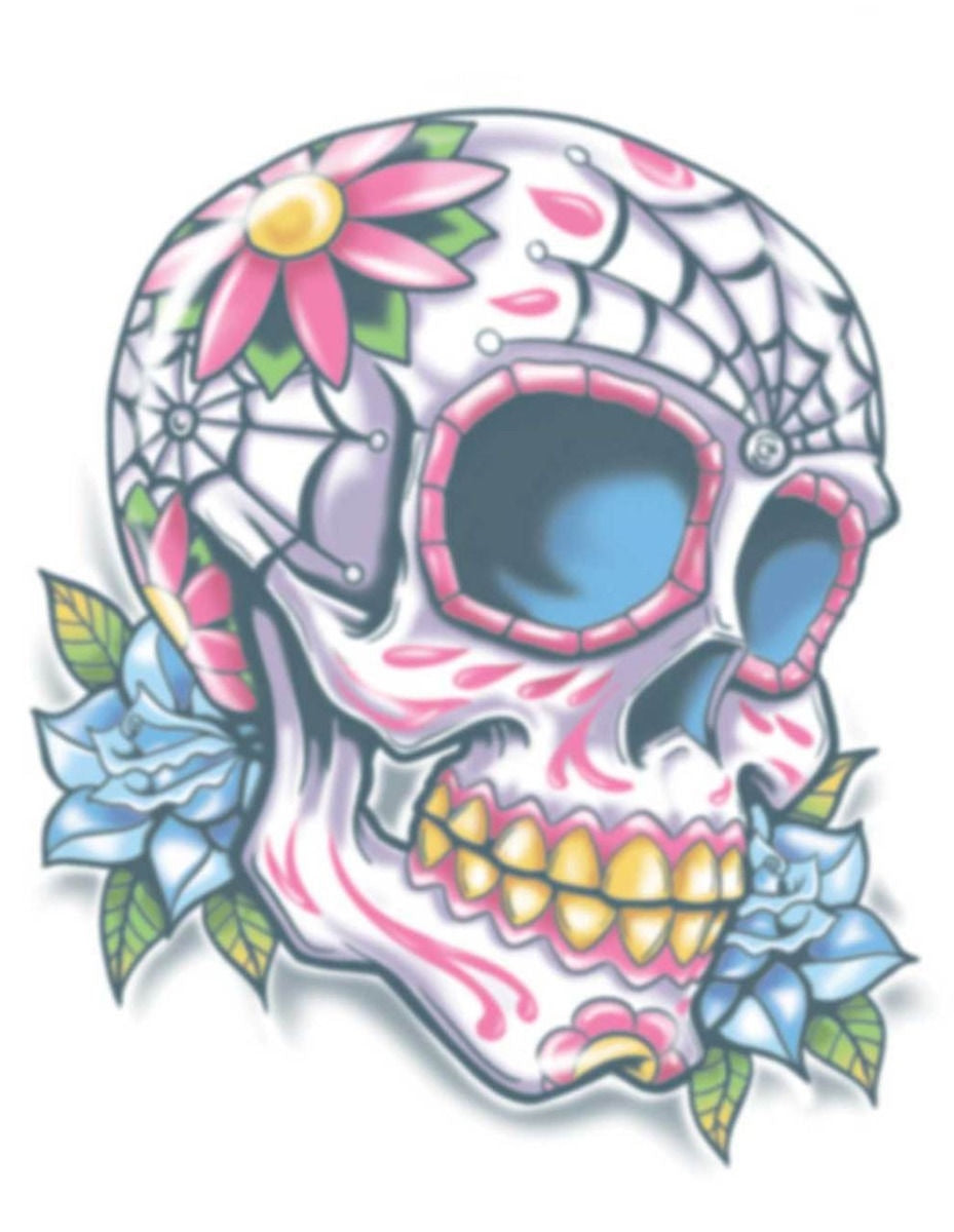 Day of the Dead Calaveras Skull Temporary Tattoo Costume Accessory NEW