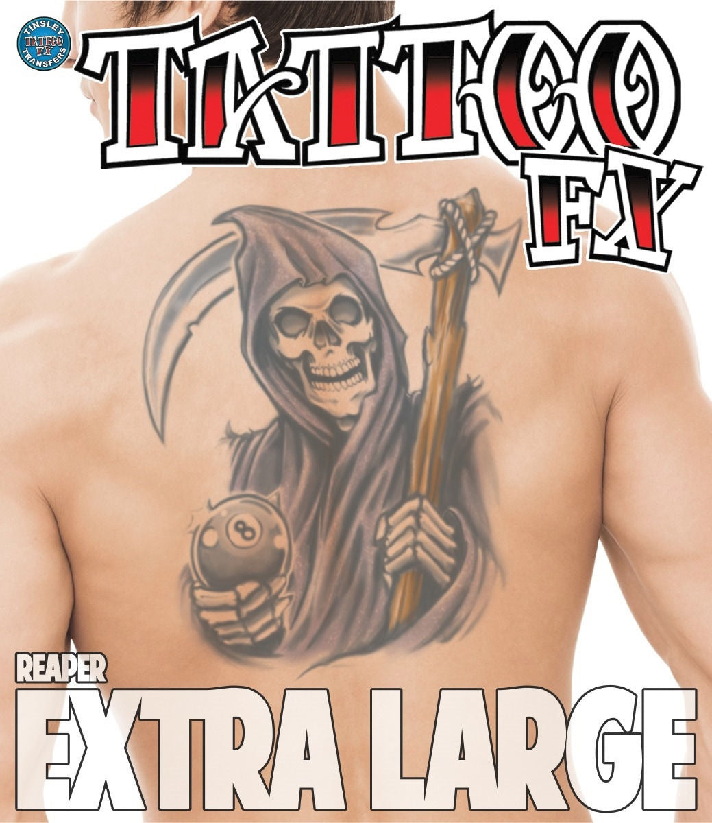 Grim Reaper XL Extra Large Temporary Tattoo FX Costume Accessory NEW