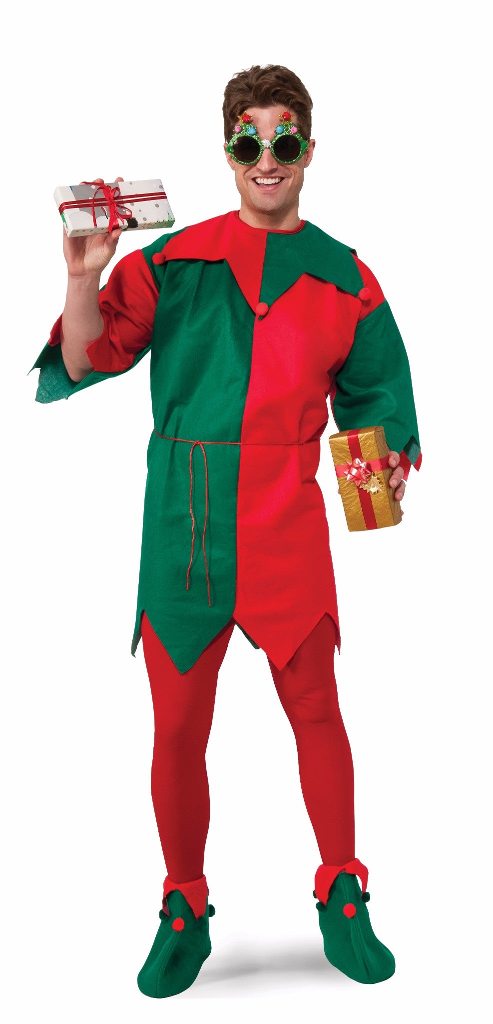 Economy Elf Tunic Top Red Green Adult Costume Accessory One Size NEW Christmas