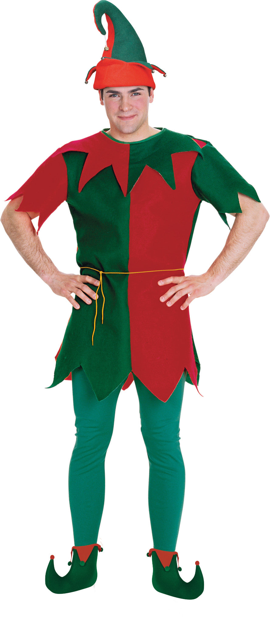 Elf Adult Mens Costume Plus Size NEW Christmas Tunic Hat Shoes