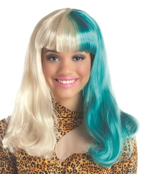 Blonde Blue Half and Half Nikki Minaj ADULT Wig Costume Accessory NEW