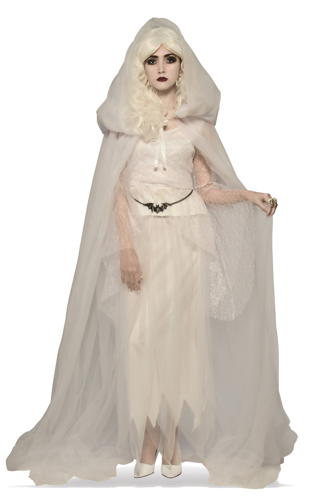 White Hooded Cape Adult Costume Accessory NEW Witch Ghost