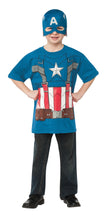 Load image into Gallery viewer, Captain America Winter Soldier Retro Costume Kit T Shirt Mask CHILD Size L Large
