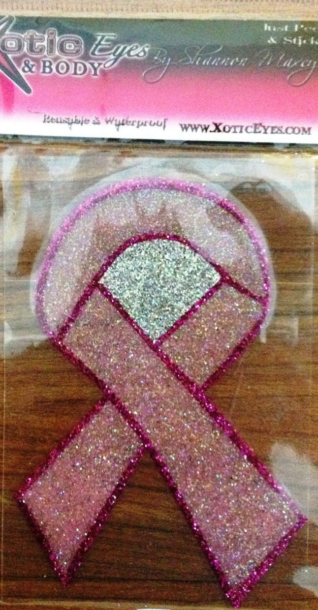 Large Breast Cancer Ribbon Pink Self Adhesive Makeup Costume Accessory NEW