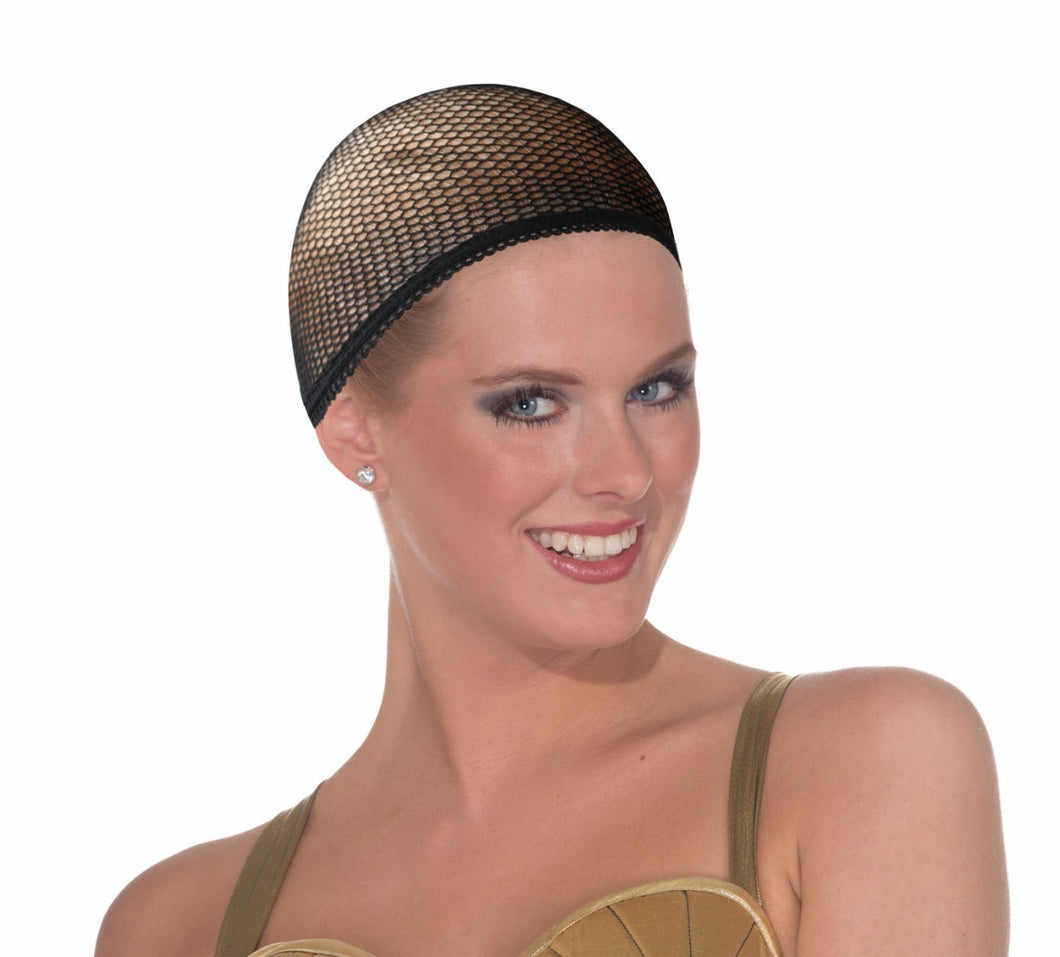 Black Mesh Wig Cap Adult Costume Accessory NEW