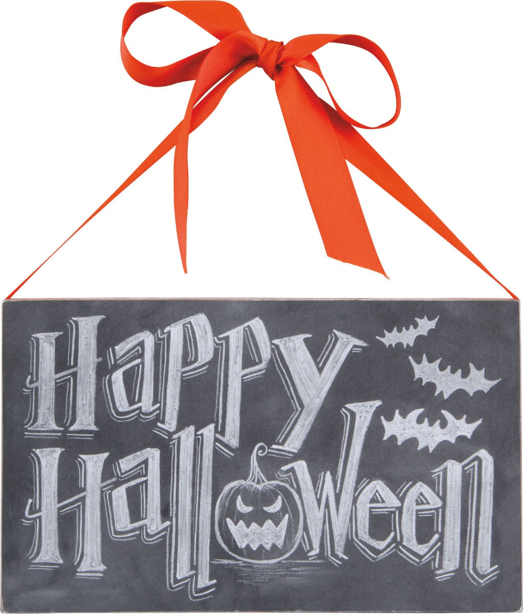 Happy Halloween Chalk Box Sign Primitives by Kathy NEW Decoration