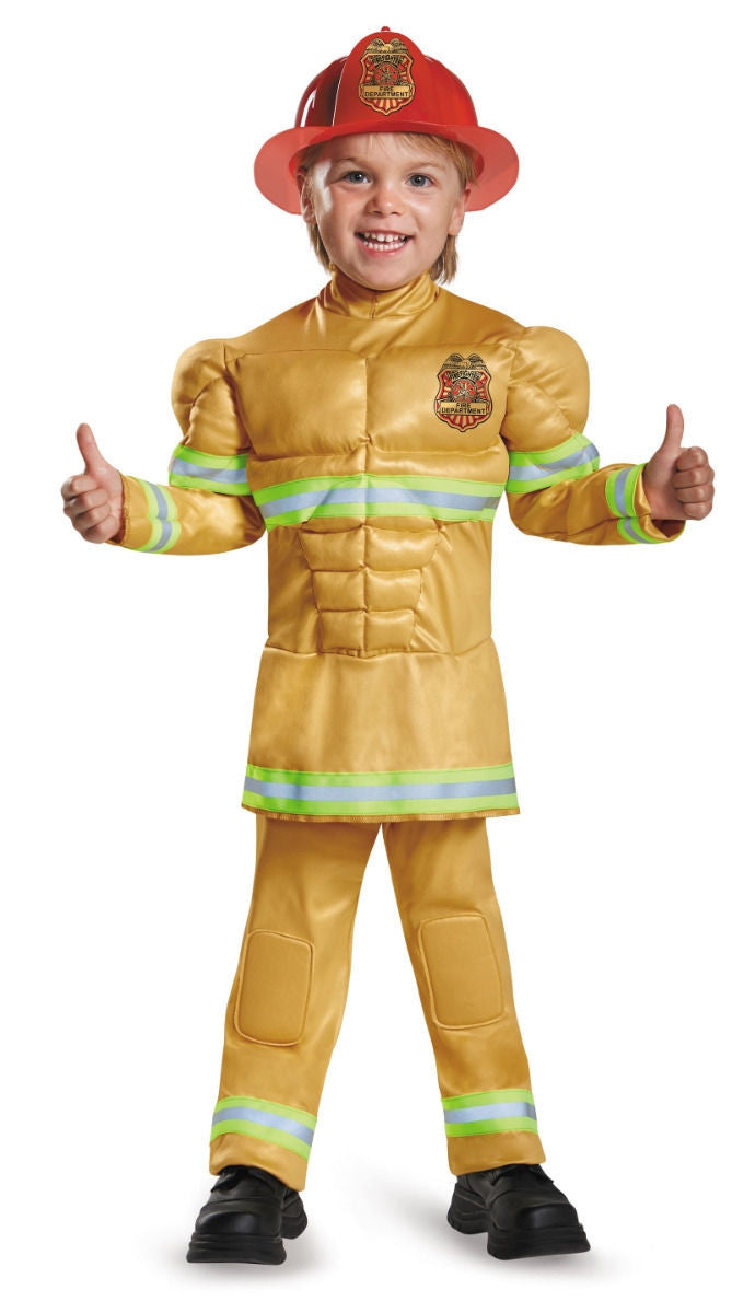 Muscle Fearless Fireman Child Boys Costume NEW Firefighter