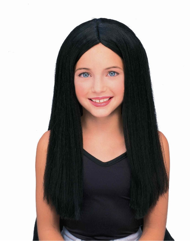 Long Black CHILD Witch Wig Costume Accessory NEW