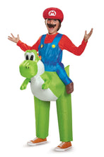 Load image into Gallery viewer, Mario Riding Yoshi Inflatable CHILD Costume NEW One Size 7-8 Super Mario
