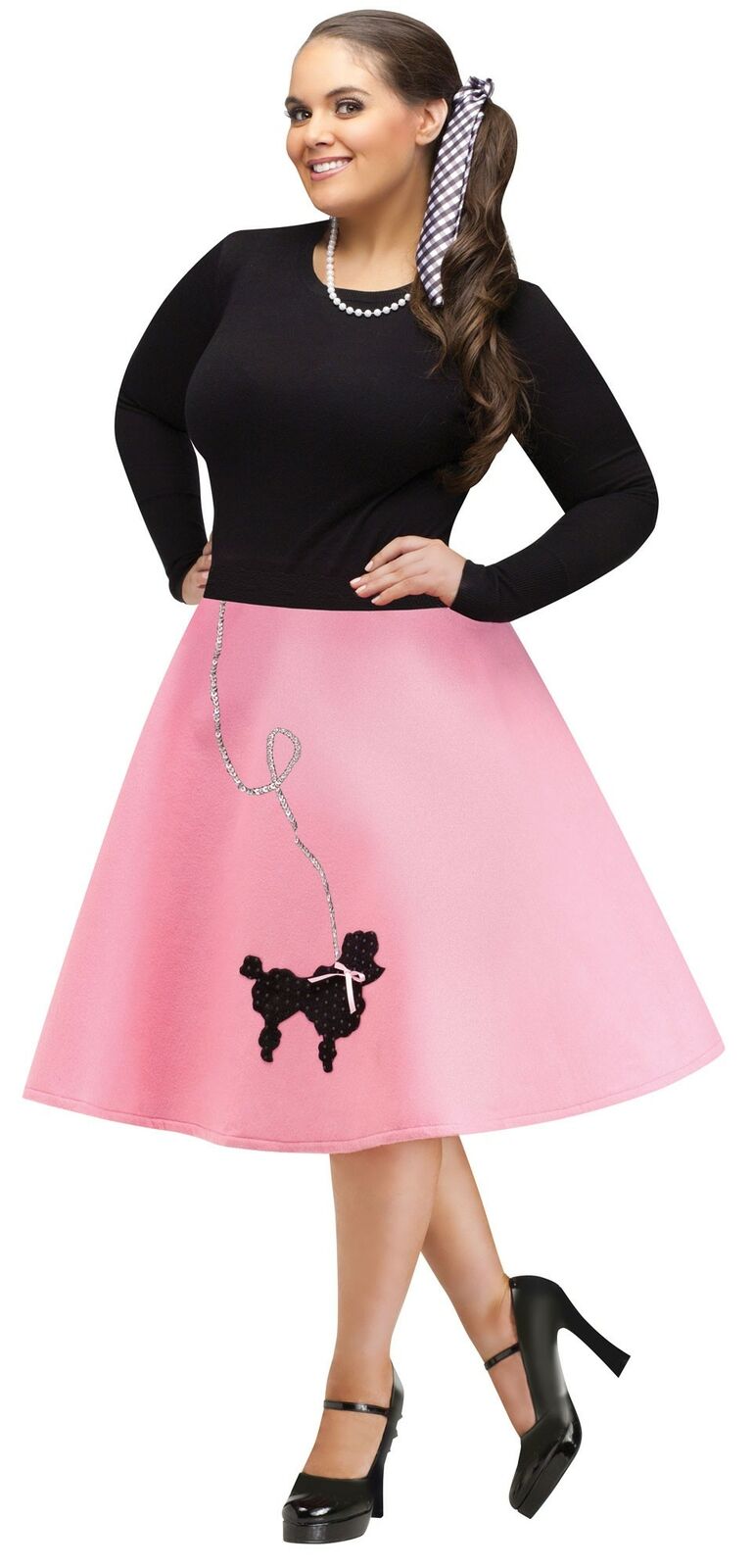 150s Pink Poodle Skirt ADULT Womens Plus Size Costume NEW 50s Sock Hop