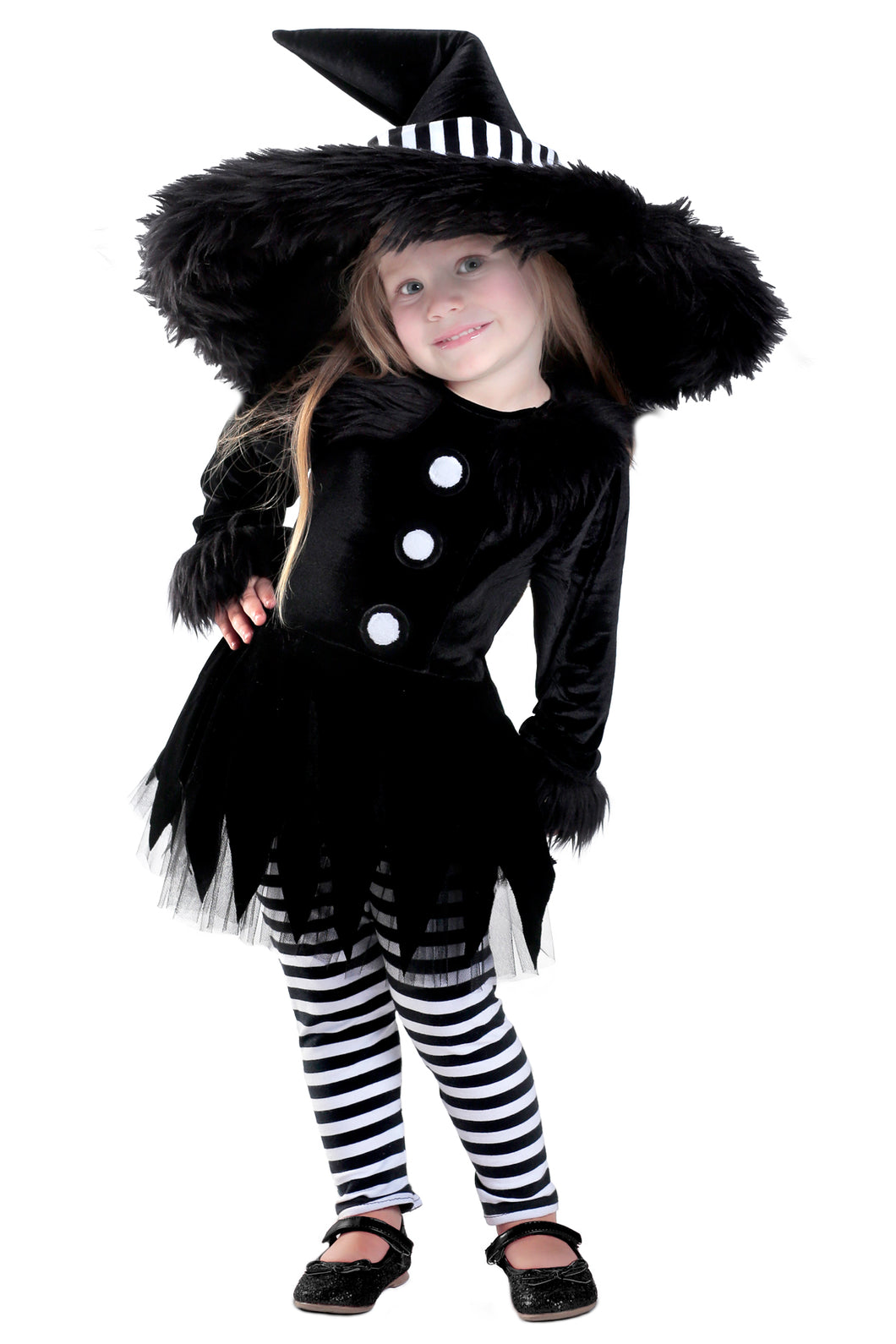 Deluxe Premium Emily the Witch Black White Child Girls Costume Size XS 4 NEW