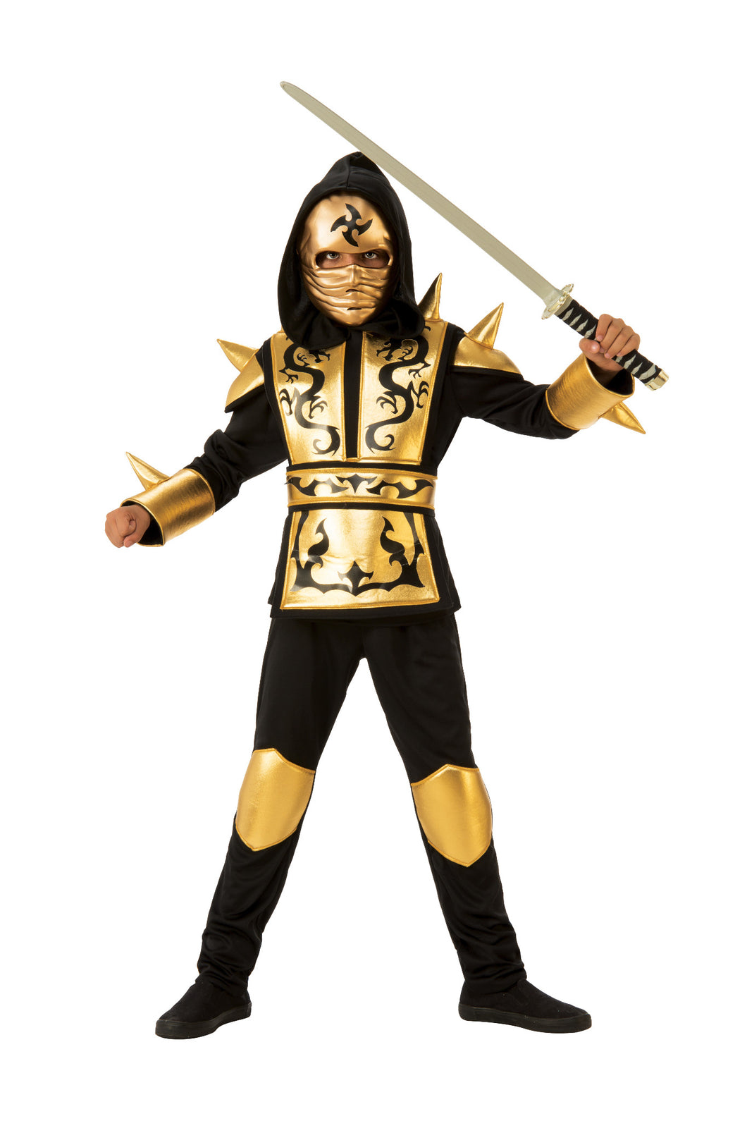 Gold Black Ninja CHILD Boys Costume NEW