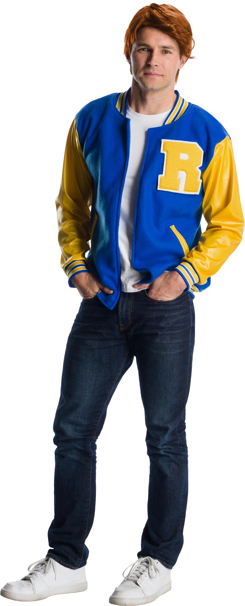 Deluxe Archie Andrews Adult Costume Riverdale Varsity Jacket Wig