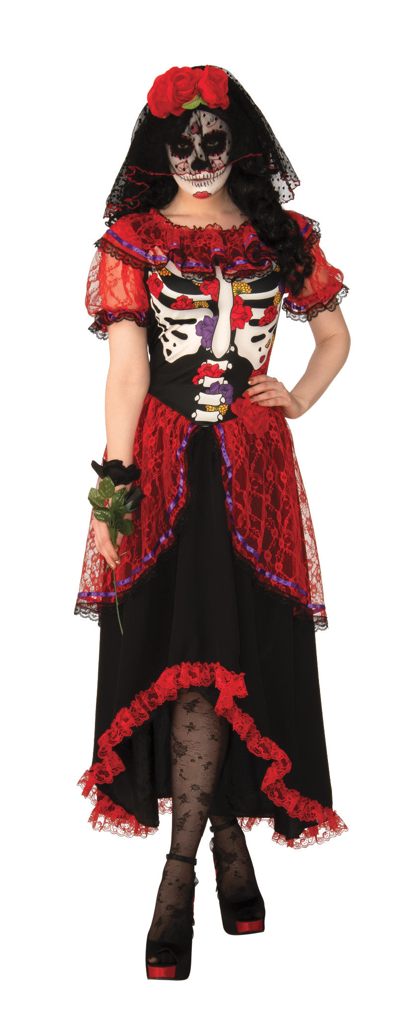 Day of the Dead Woman Adult Womens Costume NEW Dia De Los Muertos Skeleton