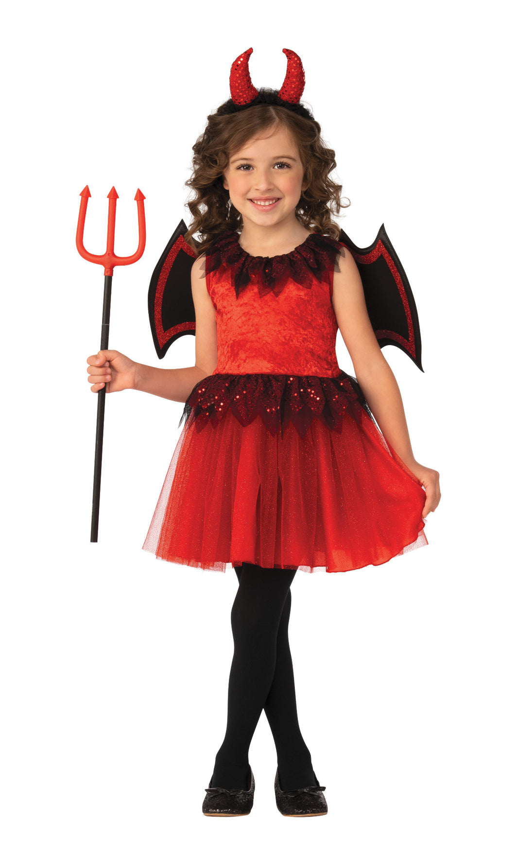 Devil Girls Child Costume NEW Red Black Dress Wings