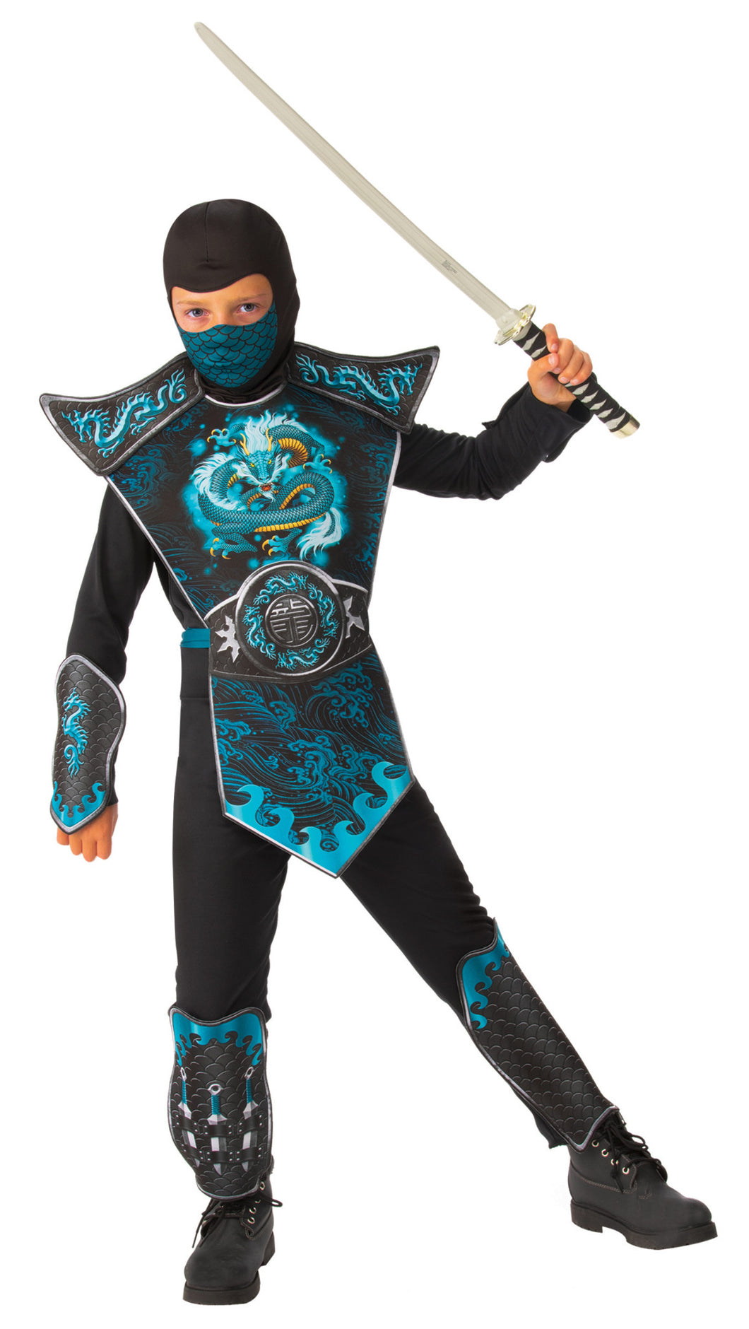 Blue Dragon Ninja Black Child Costume NEW