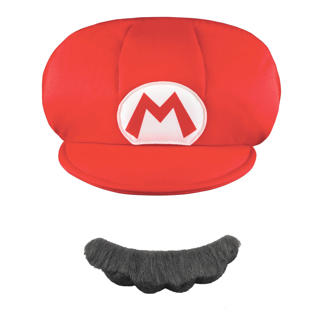 Mario CHILD Hat and Mustache Costume Accessory Kit NEW Super Mario One Size