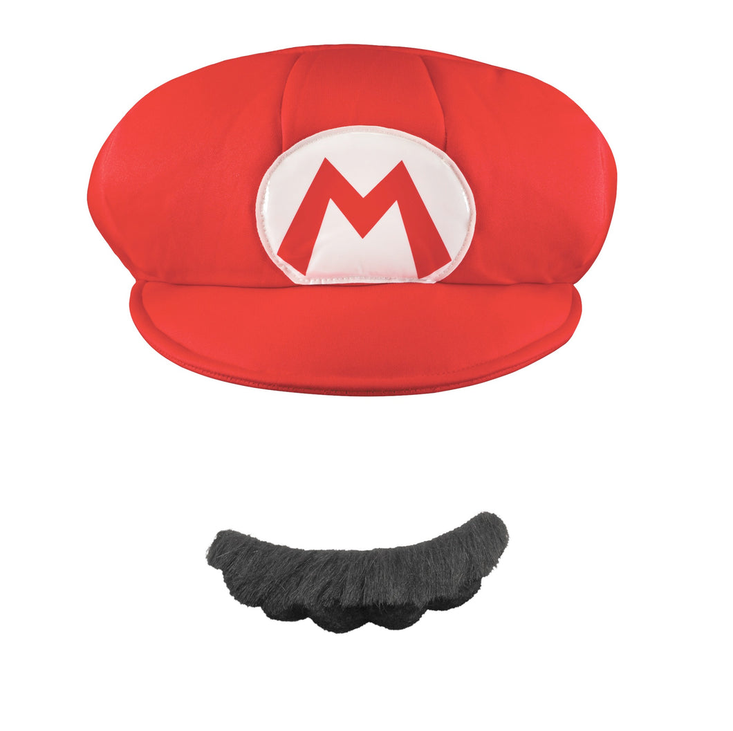 Mario ADULT Costume Kit NEW Hat Mustache Super Mario Bros