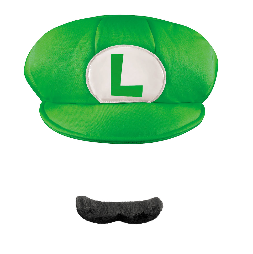 Luigi ADULT Costume Kit NEW Hat Mustache Super Mario Bros