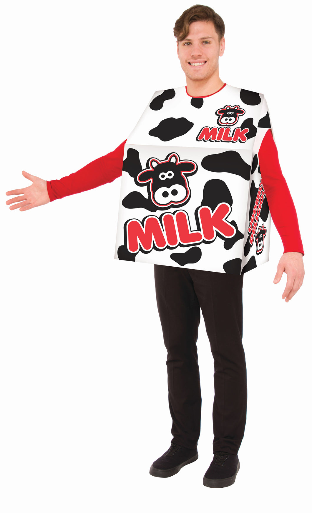 Milk Carton with Cow Container Adult Costume One Size NEW