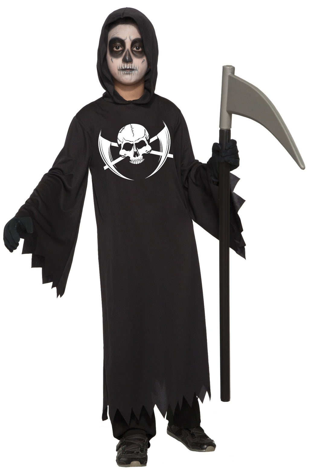 Grim Dark Reaper BOYS Child Costume NEW Black Hooded Robe