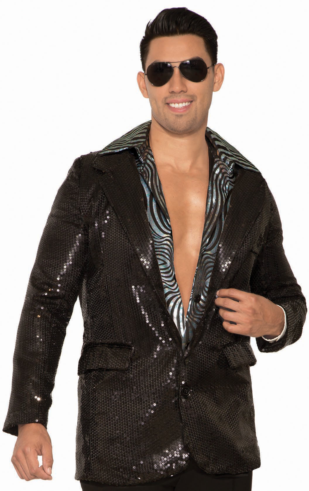 Black Sequin Blazer Jacket Mens Adult Costume Accessory NEW 70s Disco