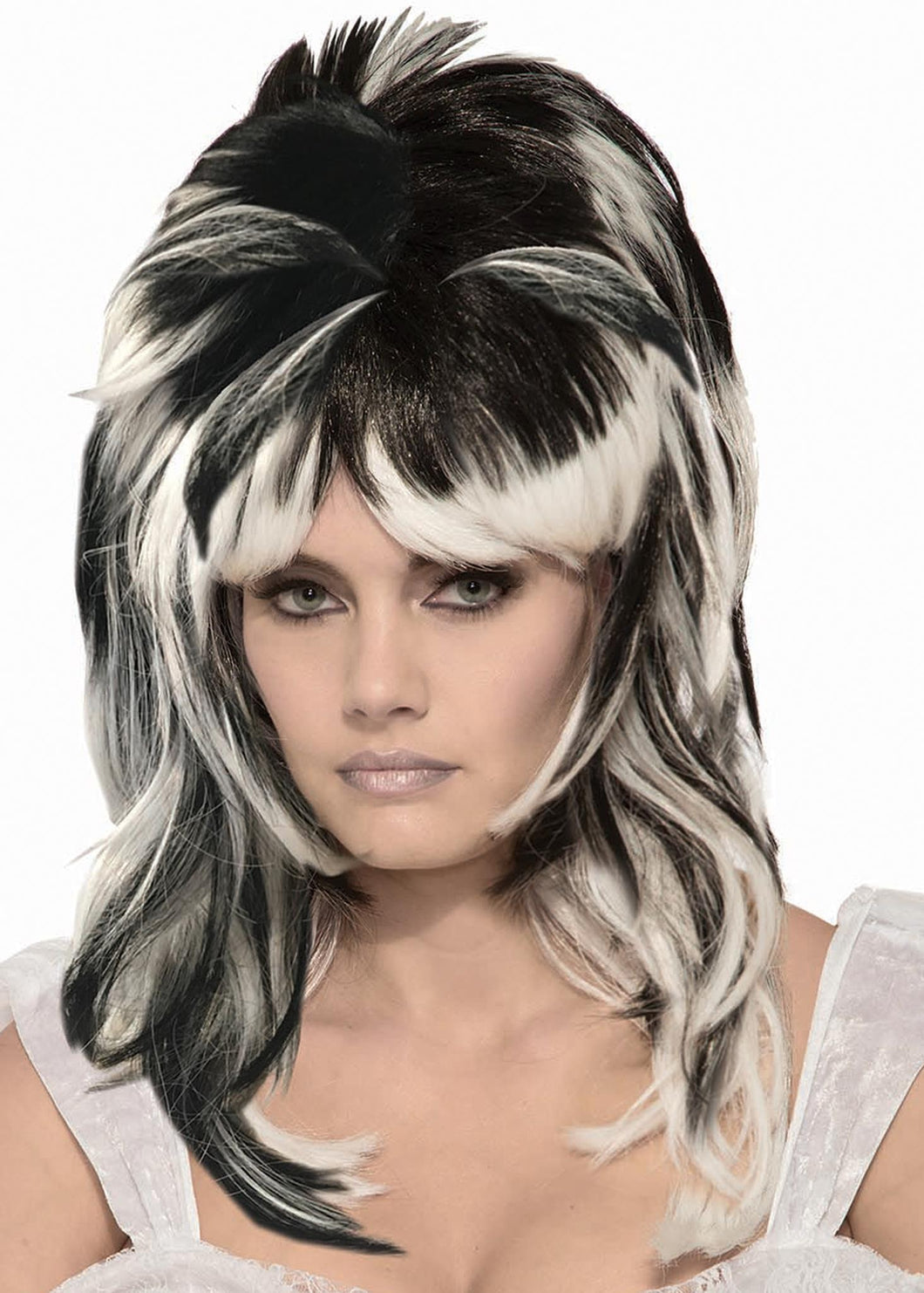 Haunted Monster Bride Ghost Black White Wig Adult Costume Accessory NEW