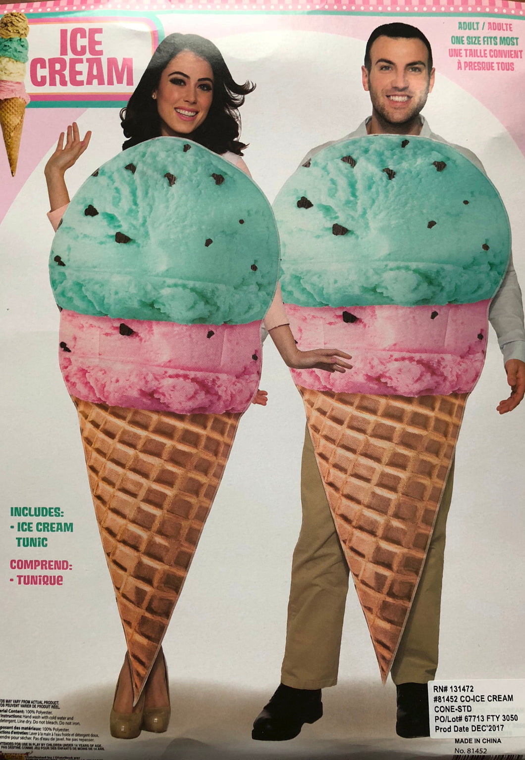 Ice Cream Cone ADULT Mens Womens Costume One Size NEW