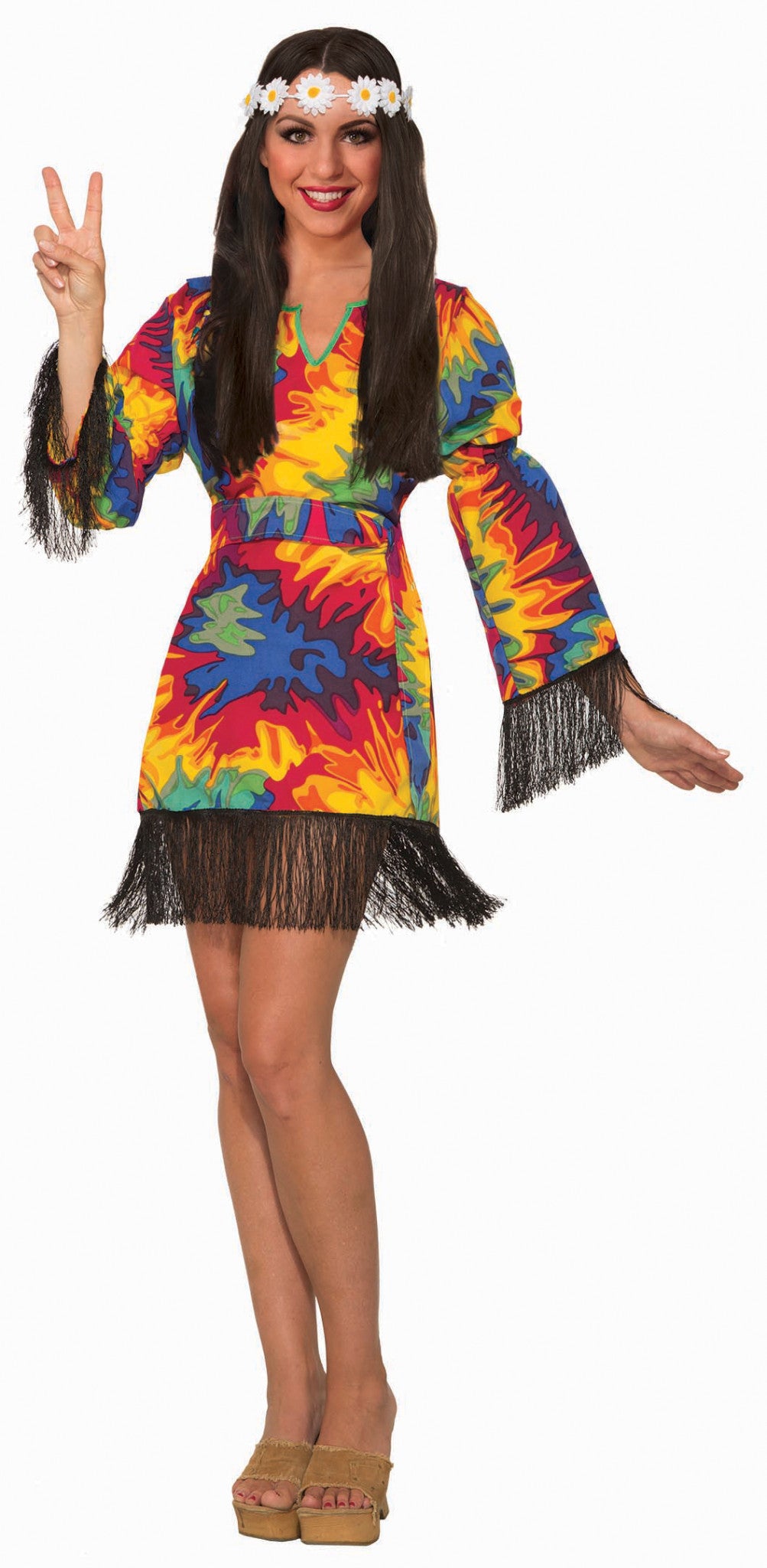 Hippie Tie Dye Dress 60s Womens Adult Costume Standard Size NEW