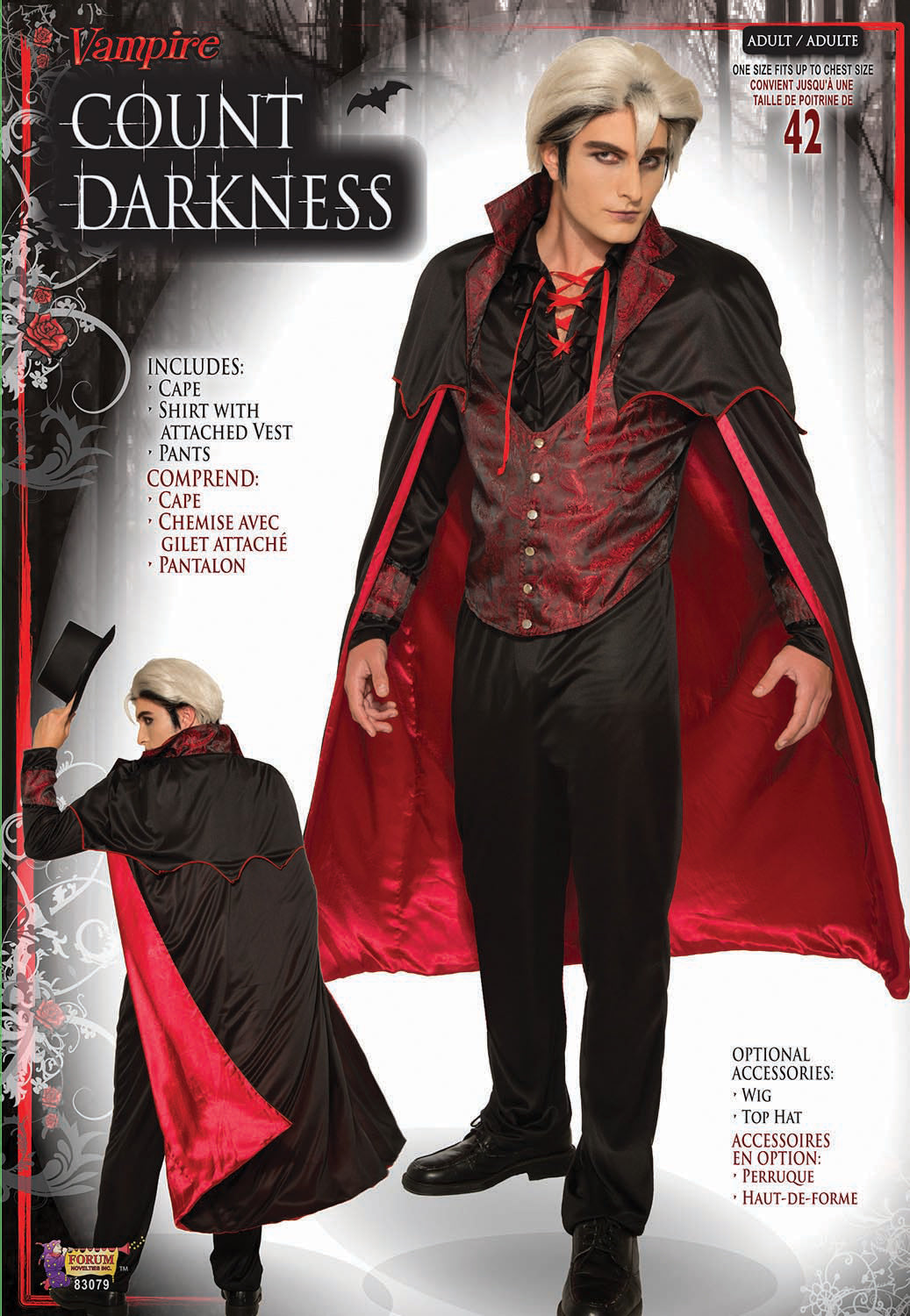 Count Darkness Dracula Vampire Adult Mens Costume Standard Size NEW