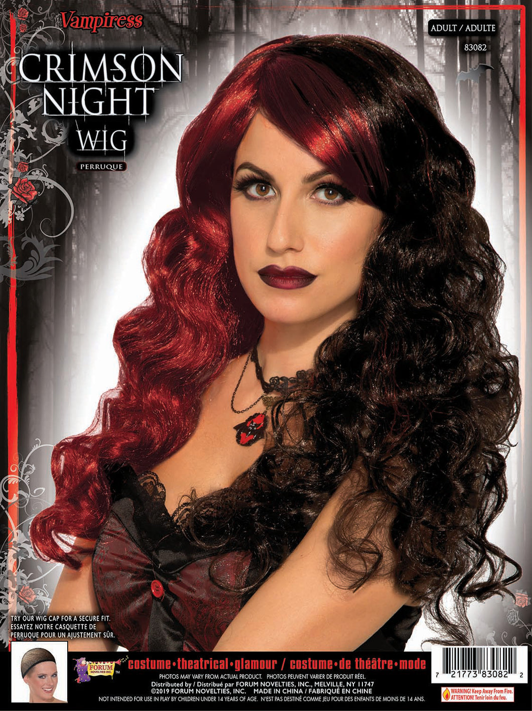 Crimson Night Red Vampire Devil Womens Wig Adult Costume Accessory NEW