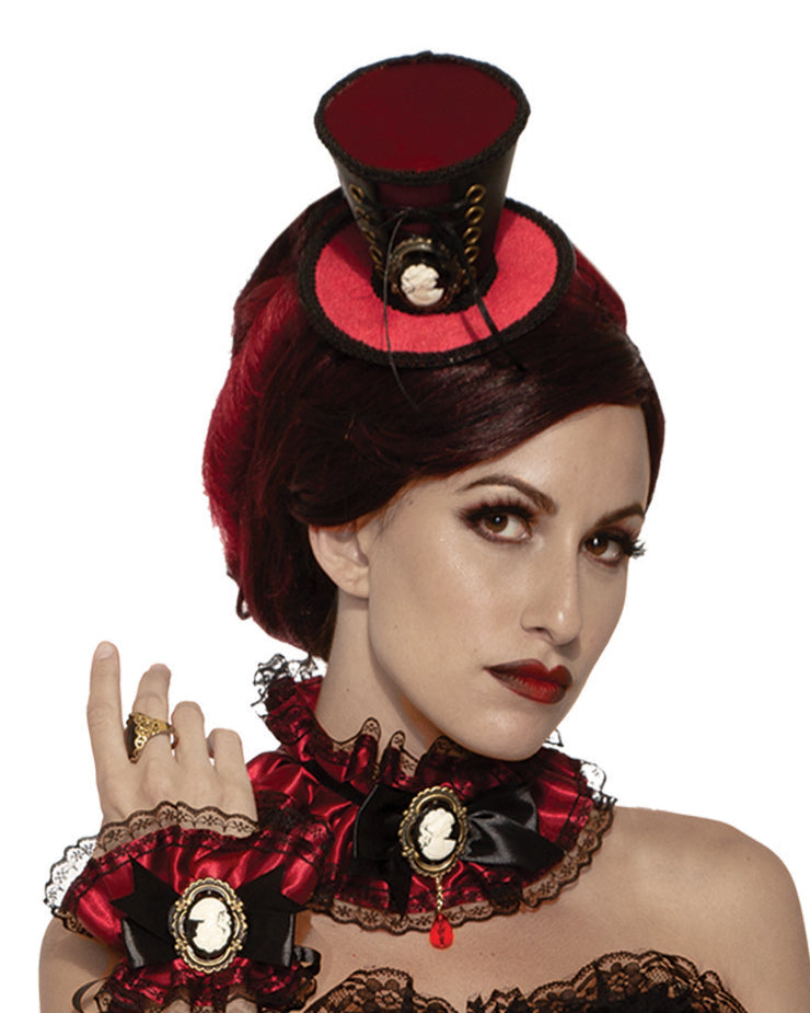 MINI Victorian Red Black Top Hat Adult Costume Accessory NEW