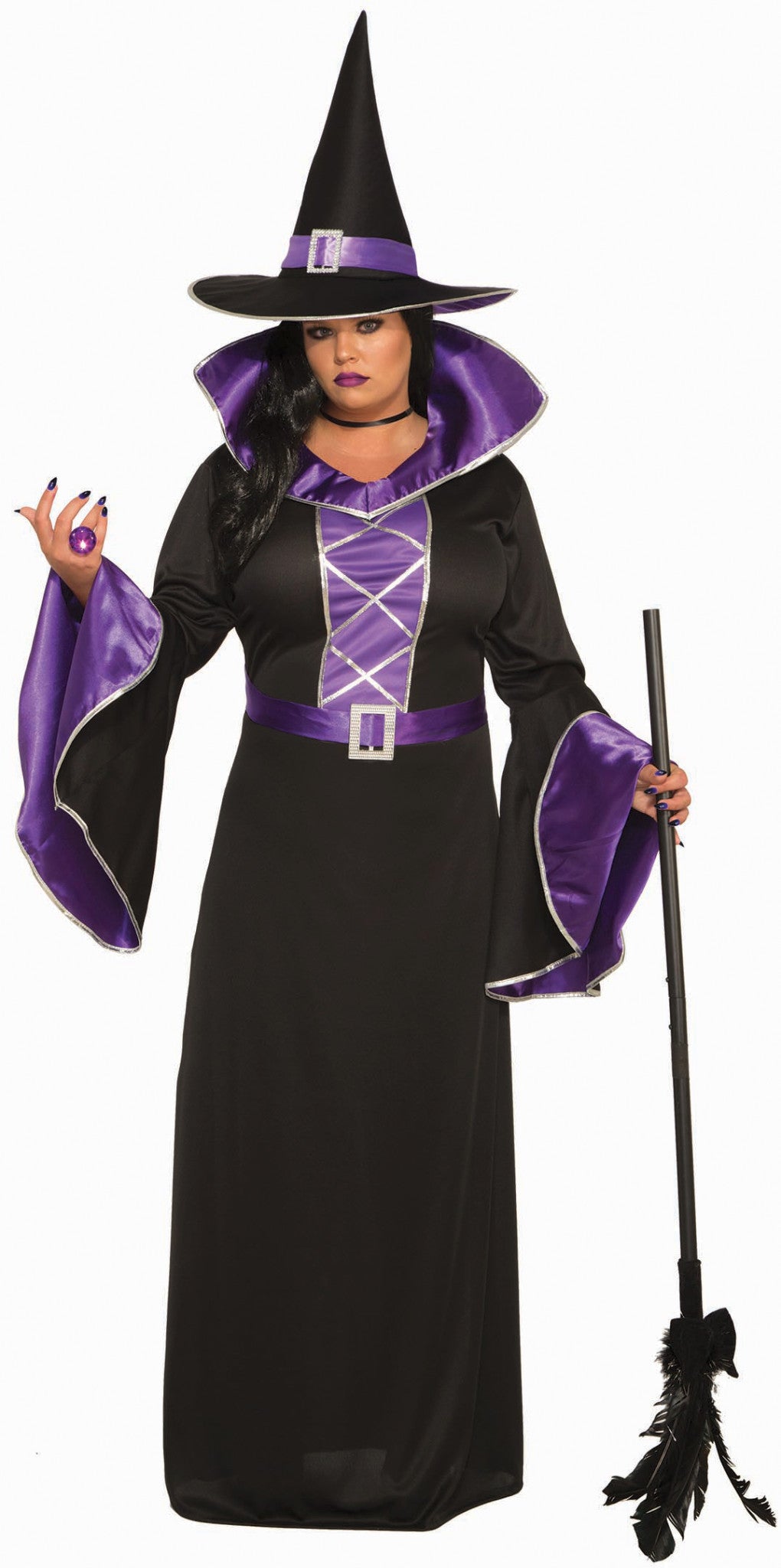 Fantasy Sorceress Witch Adult Womens Costume PLUS Size NEW Black Purple Dress