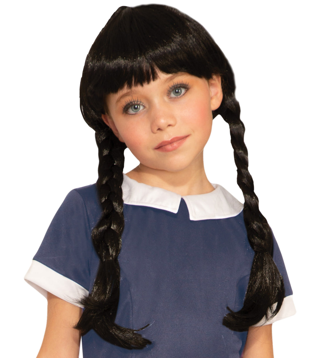 Spooky Girl Black Braided Braids Child Wig Costume Accessory Wednesday Addams