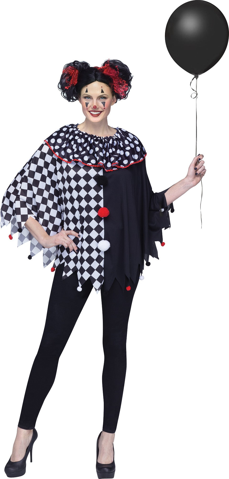 Black White Clown Poncho Adult Womens Costume Accessory NEW One Size FW