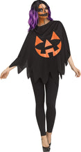 Load image into Gallery viewer, Black Jack O Lantern Pumpkin Poncho Womens Costume Accessory NEW
