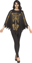 Load image into Gallery viewer, Gold Glitter Skeleton Poncho Womens Costume Accessory NEW
