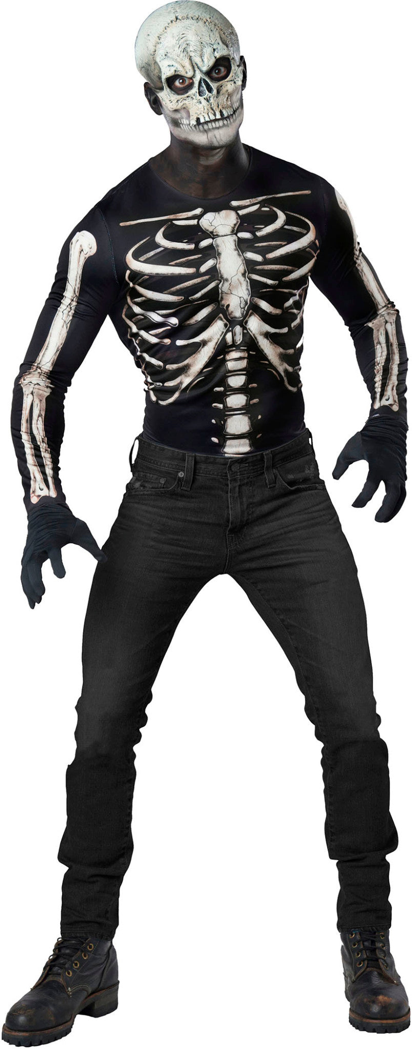 Skeleton Shirt and Mask Adult Mens Instant Costume NEW