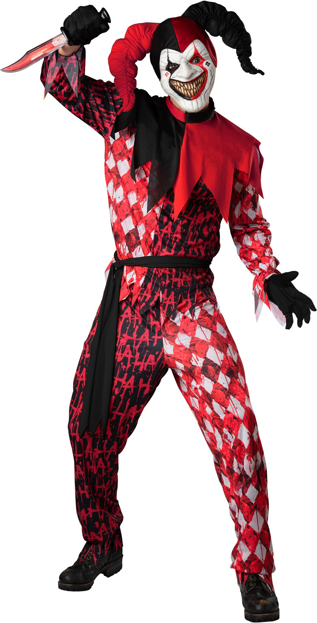 Evil Jester Adult Mens Costume NEW Red Black Clown